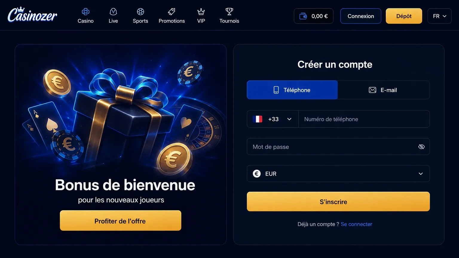 L'application mobile Cazinozer — Casinozer